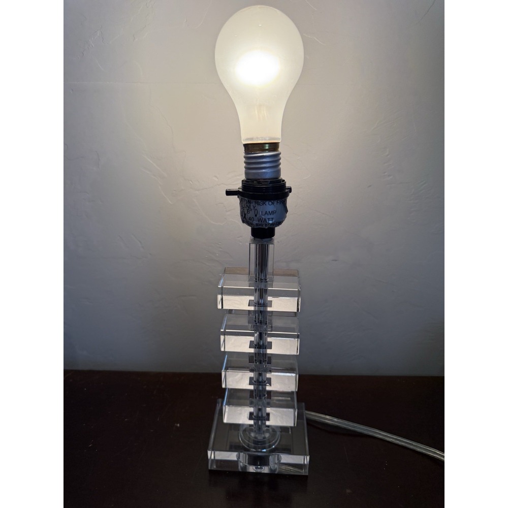 Acrylic Table Office Lamp Clear geometric Cube 14" Smooth